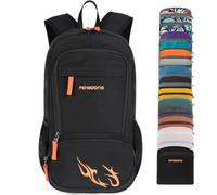 FENGDONG 35L Lightweight Foldable Waterproof Packable Travel Small Hiking Backpack Daypack for men women, Black Orange, Compact, Minimalist
