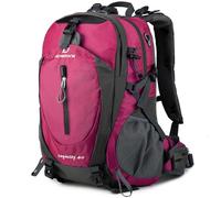 FENGDONG 40L Waterproof Lightweight Hiking,Camping,Travel Backpack for Men Women Red