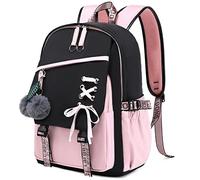 FENGDONG Teenage Girls Bookbag school Backpack Children Casual Daypack Schoolbag for Teens, Black Pink, Daypack Backpacks