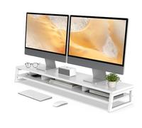 Fenge Dual Monitor Stand for Desk 108cm Large Monitor Riser for 2 Monitors 2 Tiers Desk Organizer for Computer PC Laptop Printer TV Screen Max Load 45KG (White)