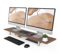 Fenge Monitor Stand Riser 100cm Large Monitor Stands with Height Adjustable Leg, Wood PC/Laptop/TV/Printer Stand Home Office Desk Organizer (brown)