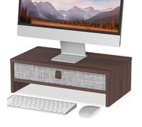 Fenge Monitor Stand Riser With linen Drawer,Max Load Capacity 20KG,Brown