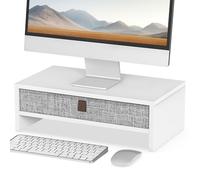 Fenge Monitor Stand Riser With linen Drawer,Max Load Capacity 20KG,White
