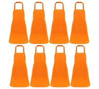 Fengek 8 Pcs Bib Apron for Unisex Colorful Kitchen Apron Bulk with 2 Roomy Pockets for Kitchen BBQ Painting Baking, Orange, One size
