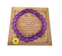 FengFaer Sunflower Purple Agate Bracelet，Inspirational Gifts for Women,Women's Inspired Bracelet Natural Stone Healing Relaxation Bracelet,Relaxation Gifts for Women,Friend Gifts for Women, 7in
