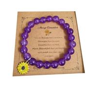 FengFaer Sunflower Purple Agate Bracelet，Inspirational Gifts for Women,Women's Inspired Bracelet Natural Stone Healing Relaxation Bracelet,Relaxation Gifts for Women,Friend Gifts for Women, 7in