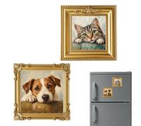 FengFaer Vintage Gold Ornate Magnetic Mini Frames for Fridge Tabletop Decor | Resin Material, Baroque Style, Gold Finish, Vintage Fridge Magnet Frames, for Refrigerator, Metal Cabinet, Tabletop Display