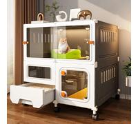 FENGFAUU Cat Cages Indoor With Litter Box, Enclosed Cat Playpen With Transparent Cat Door, Large Cat Kennels, Indoor DIY Cat Playpen For Small Animal
