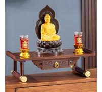 FENGFAUU Meditation Table Altar with Storage, Puja Table Buddhist Altar Shrine with Drawer, Bamboo Witch Altar Table For Prayers Divination Worship Tea Home Personal Spiritual Space (Size : Large)