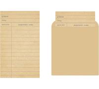 FENGHERUIA 100 Self Adhesive Vintage Library Book Pockets & Loan Slips