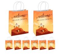 FENGHERUIA 30 Pcs Church Welcome Gift Bags 8×4×10 Inch Religious Gift Bags Welcome to Our Church Gift Bags for Church Guest Birthday Church Theme Party Supplies