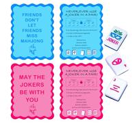 FENGHERUIA 4 Pcs Mahjong Shuffler Cards for Mixing and Shuffling Tiles Plastic Mahjong Accessories Gifts for Lovers Games Printed Design (Blue & Pink Style)