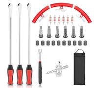 Fenghome 31Pcs Tyre Lever Tool Set, for Repairing Changing Motor Car Tire | 3Pcs 39CM Tyre Lever Spoons with 3Pcs Rim Protectors,10Pcs Valve Caps Cores,1Pcs Wrench with 4 Way Valve Tool,Easy to Use