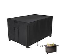 Fenghome Fire Pit Cover Rectangular, Waterproof Windproof Gas Fire Pit Table Cover Heavy Duty Outdoor Fireplace Cover-108x62x61cm (Black)