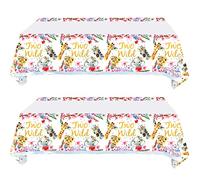 Fenghu 2 Pack Two Wild Tablecloth, Two Wild Birthday Party Supplies Decorations for Girl-Two Wild Party Table Cover Safari Jungle Theme 2nd Birthday Decorations(70.8" x 42.5")