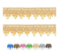 Fenghuangwu 10 Yards Braid Trim 0.98 Inch Wide Basic Fringe Trim Fabric Gimp for Costume DIY Crafts Sewing Curtain Home Decoration, gold