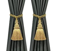 Fenghuangwu 2 Pack Curtain Tie Backs Rope Tassels for Curtains Drape tiebacks Handmade Outdoor Home and Outdoor Decorative (Gold, 2p)