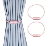 Fenghuangwu 2PCS Magnetic Curtain Tiebacks Outdoor Elegant Decorative Tie Backs for Drape (Pink-2P)