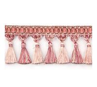 Fenghuangwu 6.5 Yard Handmade Tassel Fringe Trim, 10Cm/3.94Inch Diameter Tassel Fringing Trimmings Hand Knitting for DIY, Decor,Curtain Tablecloth Home Decoration-Pink
