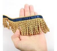 Fenghuangwu Bullion Fringe Trim and Embellishments 5/10 Yard X 2.5 Inches Fabric Trims Sewing DIY Decoration for Clothes Gold Hebrew Fringes with Blue Ribbon (Gold, 10 Yard)