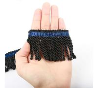 Fenghuangwu Bullion Fringe Trim and Embellishments 5/10 Yard X 2.5 Inches Fabric Trims Sewing DIY Decoration for Clothes Gold Hebrew Fringes with Blue Ribbon (Black, 5 Yard)