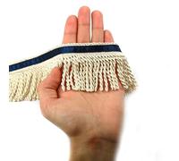 Fenghuangwu Bullion Fringe Trim and Embellishments 5/10 Yard X 2.5 Inches Fabric Trims Sewing DIY Decoration for Clothes Gold Hebrew Fringes with Blue Ribbon (Beige, 5 Yard)