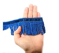 Fenghuangwu Bullion Fringe Trim and Embellishments 5/10 Yard X 2.5 Inches Fabric Trims Sewing DIY Decoration for Clothes Gold Hebrew Fringes with Blue Ribbon (Sapphire, 5 Yard)