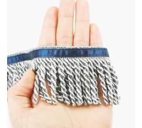 Fenghuangwu Bullion Fringe Trim and Embellishments 5/10 Yard X 2.5 Inches Fabric Trims Sewing DIY Decoration for Clothes Gold Hebrew Fringes with Blue Ribbon (Light Silver, 5 Yard)