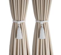 fenghuangwu Curtain Tiebacks Tassel Tie-Backs, Rope Curtain tie Backs Handmade Curtain Holdbacks Made from Polyester 2/4 Pack (2, White)