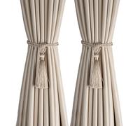 fenghuangwu Curtain Tiebacks Tassel Tie-Backs, Rope Curtain tie Backs Handmade Curtain Holdbacks Made from Polyester 2/4 Pack (2, Beige)