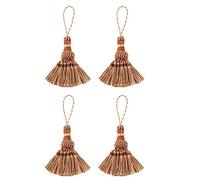 Fenghuangwu Set of 4 Elegant Polyester Tassel Colorful Craft Tassels Charms Key Tassel DIY Accessories for Curtain and Home Decor (Light Coffee)