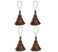 Fenghuangwu Set of 4 Elegant Polyester Tassel Colorful Craft Tassels Charms Key Tassel DIY Accessories for Curtain and Home Decor (Dark Coffee)
