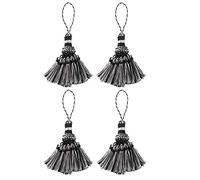 Fenghuangwu Set of 4 Elegant Polyester Tassel Colorful Craft Tassels Charms Key Tassel DIY Accessories for Curtain and Home Decor (Black)