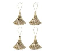 Fenghuangwu Set of 4 Elegant Polyester Tassel Colorful Craft Tassels Charms Key Tassel DIY Accessories for Curtain and Home Decor (Beige)