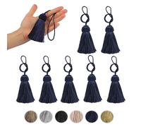 Fenghuangwu Set of 8 Elegant Polyester Tassel Colorful Craft Tassels Charms Key Tassel DIY Accessories (Navy)