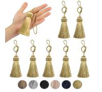Fenghuangwu Set of 8 Elegant Polyester Tassel Colorful Craft Tassels Charms Key Tassel DIY Accessories (Golden)