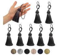 Fenghuangwu Set of 8 Elegant Polyester Tassel Colorful Craft Tassels Charms Key Tassel DIY Accessories (Charcoal)
