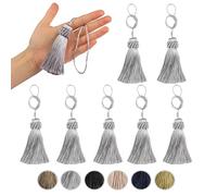 Fenghuangwu Set of 8 Elegant Polyester Tassel Colorful Craft Tassels Charms Key Tassel DIY Accessories (Silver)