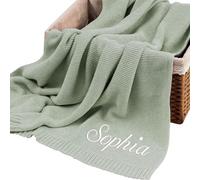 FENGHUO Personalized Baby Throw,Custom Embroidered Baby Blanket,Personalized Name Throw Blanket for Babe -Green