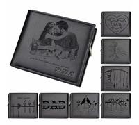 FENGHUO Personalized wallet for men,Creative wallet engraved with son's and daughter's names,Two-fold wallet with photo,Christmas/Birthday/Dad's Day gift
