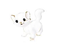 FENGJI Cat Brooches Pins Creative Enamel Rhinestone Christmas Wedding Gift for Women Jewellery White-A