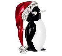 FENGJI Christmas Rhinestone Cute Penguin Silver Plated Brooch Pin Creative Xmas Gift Silver