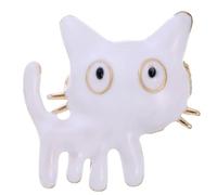 FENGJI Cute Cat Enamel Brooch Pin for Women Clothing Jewellery Accessories Badge Gift White