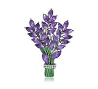 FENGJI Dainty Lavender Brooch Pin for Women Girls Purple Rhinestone Crystal CZ Flower Boutonniere Corsage Badge Brooches Laple Pins Scarf Clip Accessory for Cloth Dress Wedding Party with Gift Bag A