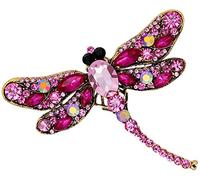 FENGJI Dragonfly Teardrop Pendant Brooch Crystal Pin Clothing Decoration Brooches hot pink