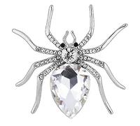 FENGJI Spider Crystal Gold and Silver Plated Brooch Pin for Women Ladies Festival Gift (Bule,Purple,White) White