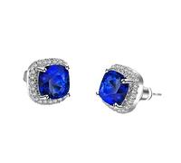 FENGJIAREN Ladies Earrings, Female Crystal Stone Square Solitaire Earrings Grey Blue Color Jewelry Vintage Double Stud Earrings For Women Festival Gift Accessories,Earring,Unique Size