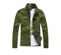 FENGJIAREN Men'S Denim Jacket, Denim Jackets Men Solid Color Jeans Jacket Slim Fit Denim Coat Fashion Top For Men Boy Trucker Western Style Jean Green Coat Valentine'S Day Present,Men'S