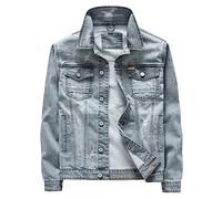 FENGJIAREN Men'S Denim Jacket, Fashion Jean Men'S Denim Grey Jackets Vintage Classic Style Motor Bicyle Jacket Men Slim Casual Jeans Coats For Boyfriend.,Men'S Denim Jacket,3Xl