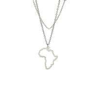 FENGJIAREN South Africa Map Pendant Necklaces - Hollow South Africa Map Outline Necklace African Continent Pendant Collar Choker For Unisex Minimalist Jewelry,Silver